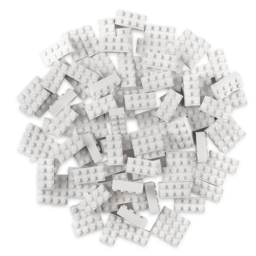 Strictly Briks Classic Bricks Starter Kit - Creative Building Blocks Set - Stackable White 2x4 Kids Blocks - Compatible with Major Brick Brands - 96 Pieces, White - color: White 2x4 - 96 Pieces