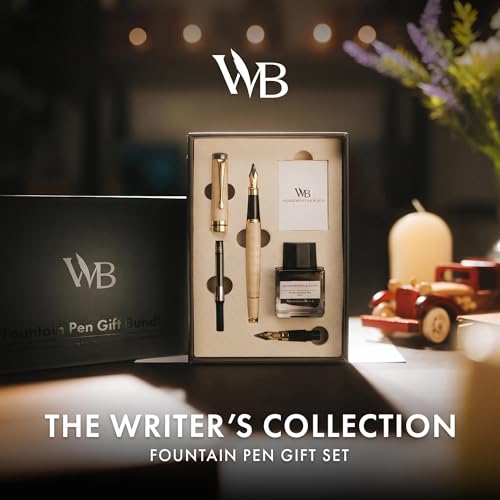 Wordsworth & Black Fountain Pen Set, Luxury Bamboo Wood - Medium Nib, Extra Fine Nib, Gift Case; 25ML Black Ink Bottle, 6 Ink Cartridges, Refill Converter - Calligraphy, Writing [Maple Wood] - color: Maple Wood