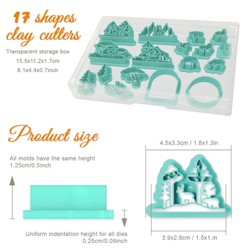 ORIGACH 17 Pcs Forest and Animals Polymer Clay Cutters Set Earring Clay Cutter DIY Craft Supplies for Earring and Jewelry Making - style: Forest & Animals