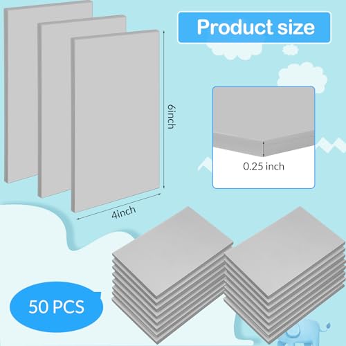 Frienda 50 Pack Rubber Carving Blocks 4 x 6 Inch, Rubber Stamp Carving Blocks for Printmaking, Printing, DIY Craft Project, Soft Block Stamp for Beginners and Professional(Gray) - color: Gray