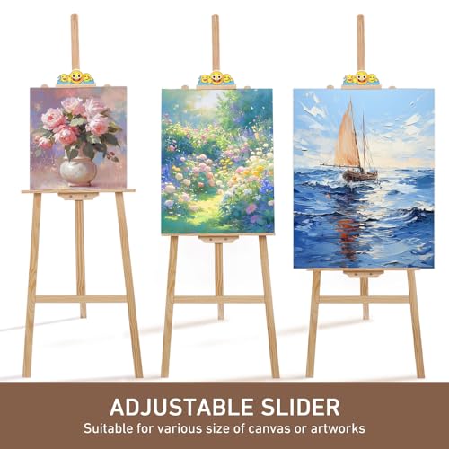 Wooden Easel Stand for Sign and Painting - Adjustable Artist Easel for Adults - Home & Wedding Display, Art Easel with Canvas Holder for Studio, Classroom - color: Primary Colour