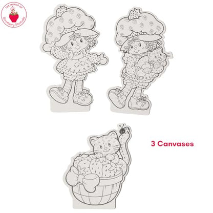 Innovative Designs Strawberry Shortcake Canvas Paint Set for Kids with 3 Canvases, Acrylic Paint, Paintbrush & Stands - color: Strawberry Shortcake