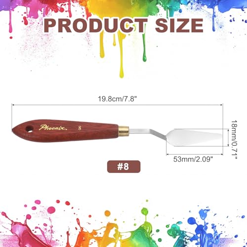 MECCANIXITY Pack of 1 Palette Knife No.8, 7.8" Long Palette Knives with Stainless Steel Flexible Spatula Pallet Knife and Wood Handle for Scraping, Mixing, Oil Acrylic Painting Canvas - style: No.8