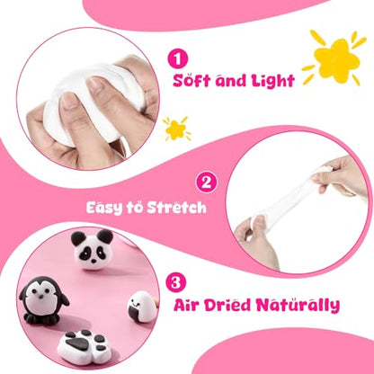 WinnerWhy 72 Pcs 38oz Air Dry Clay Modeling Magic Ultra Light Modeling Clay for Kids DIY for Sculpting Air Dry School Gift(White, Black) - color: White, black