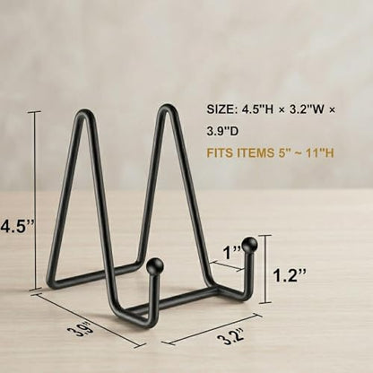 Hoewina 4.5 Inch Plate Stands for Display - Metal Frame holder stand Picture, Decorative for Book and Platter, Tabletop Art, Photo Easel (3 Packs) - size: 4.5
