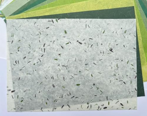 A4 Natural Banana bark, Leaves etc., Mulberry Paper Sheets Art Tissue Washi Paper Design Craft Art Origami Suppliers Card Making Writing Painting 50 Sheets (Green Leaves,Banana Bark, etc.,, A4) - color: Green Leaves,Banana Bark, etc.,, size: 8.3 X 11.7 In