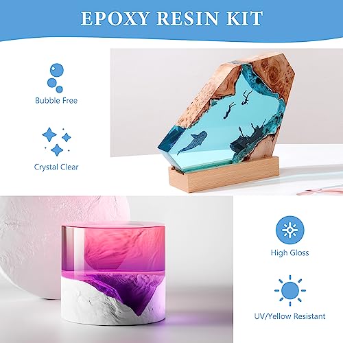 1 Gallon Crystal Clear Epoxy Resin Kit, High-Glossy& No Bubbles, Art & Casting Resin with 16 Epoxy Resin Pigment, Foil Flakes, Sequin,Craft Clear Resin for Art Crafts, Jewelry, Molds - size: 1 Gallon kit