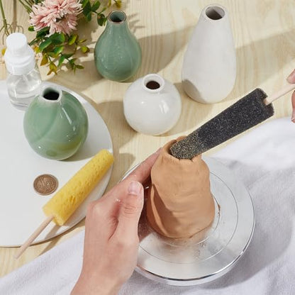 BENECREAT 12 Pcs Pottery Stick Sponge, Pottery Trimming Tools for Crafts, Ceramic Tools for Clay Shaping and Carving, Black & Yellow