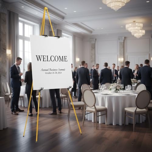 MXG 66" Adjustable Easel Stand for Painting, Sign Display | Portable & Foldable Metal Tripod Stand with Carrying Bag, for Canvas,Whiteboard,Wedding,& Gallery - color: yellow