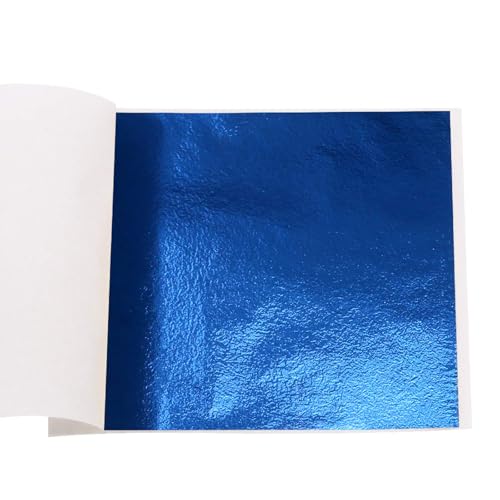KINNO 100 Sheets Imitation Gold Foil Sheets - Blue Gold Leaf Sheets for Arts Decoration, Sculpture, Gilding, Nails, Handcrafts, Picture Frames, Paintings, Furniture, Wall, 3.15 by 3.35 Inches - color: Blue