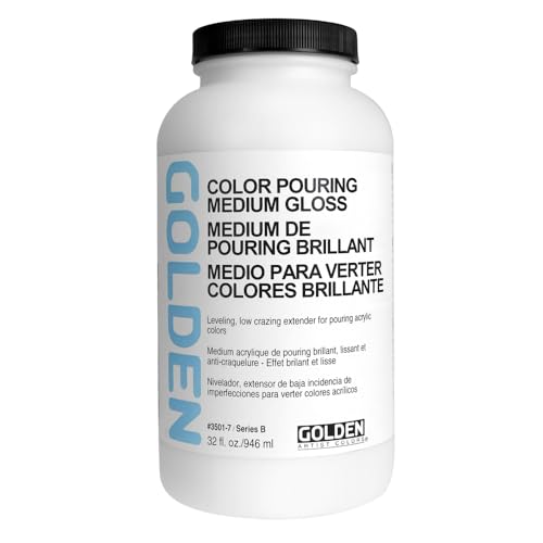 Color Pouring Medium Gloss by GOLDEN, 32 fl. oz. Jar, Professional Acrylic Medium, Transparent
