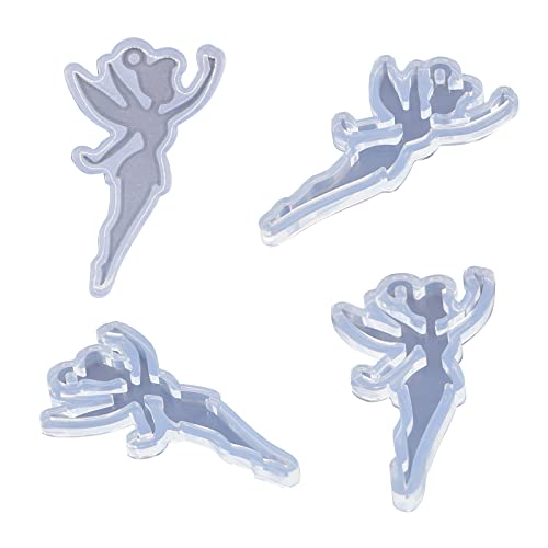 Angel Wings Shiny Fairy Shape Silicone Molds Beautiful Women Resin Mold for DIY Epoxy Resin UV Resin Casting Mold DIY Keychain Pendant Jewelry Making Necklace Clear - color: C