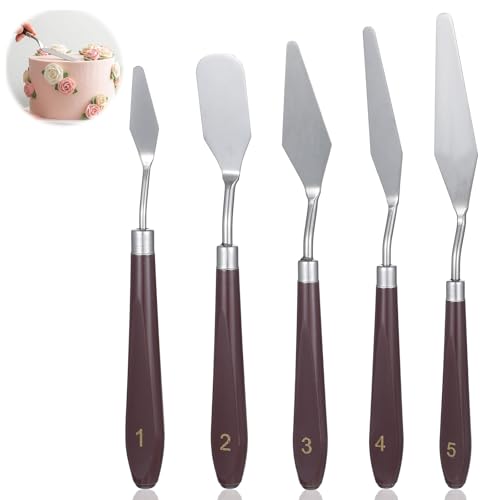 5 Pcs Cake Spatula Stainless Steel Cake Decorating Spatula Cakes Apatula Palette Knife Icing Frosting Cream Spatulas Baking Pastry Tool For Frosting Fondant Chocolate