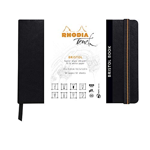 Rhodia Touch Leatherette Bristol Softcover Notebook, A5, Landscape, Plain 32 Sheets - size: A5