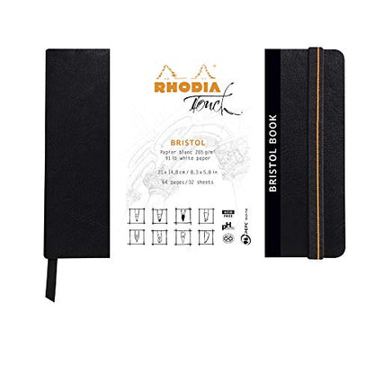 Rhodia Touch Leatherette Bristol Softcover Notebook, A5, Landscape, Plain 32 Sheets - size: A5