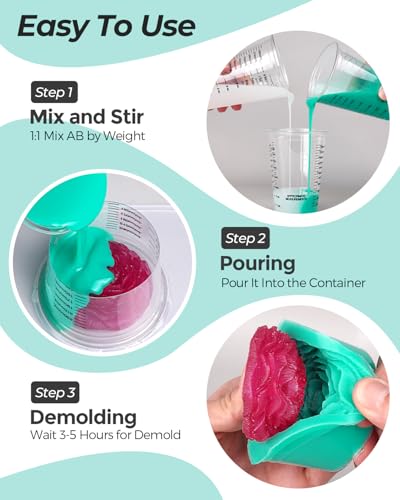 Nicpro 250 oz Silicone Mold Making Kit 20A, Platinum Liquid Silicones Rubber for Mold Maker, Jade Green Flexible & Food Safe Mix Ratio 1:1 for Casting 3D Resins Molds DIY with Gloves, Sticks & Cups - size: 250oz