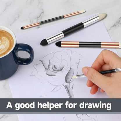 2pcs Blending Sponge Pen Oil Pastels for Artists Dual Tip Drawing Art Oil Soft Pastel Blending Tools Reusable Washable Sketch Rubbing Sponge Brush for Artist Professional Sketch Drawing Lightening