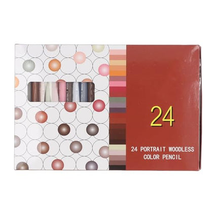 HEEPDD 24 Color Pencils Set, Vibrant Oil Based Pigment Drawing Pencils Smooth Layering Blending Art Tool with Portable Woodless Design, for Sketching Coloring School Projects
