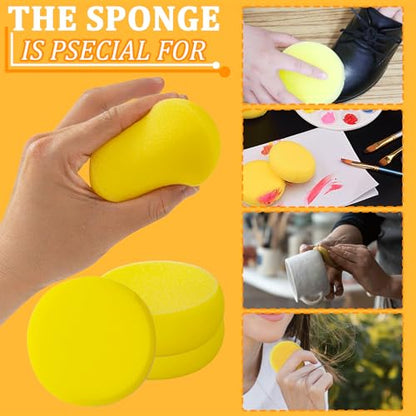 30 Pack Round Painting Sponge 2.9 inch Artist Sponges Yellow Ceramic Sponges Watercolor Synthetic Sponge Clay Sponge Face Painting Sponges - size: 30pcs-2.9inch