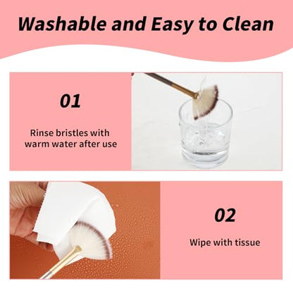 3Pcs Slim Soft Fan Brush, Fan Shape Makeup Brushes for Highlighter, Fluffy Packing Brush Facial Brushes Applicator for Esthetician Cosmetic Mud Cream Glycolic Peel Masques(3Pcs)
