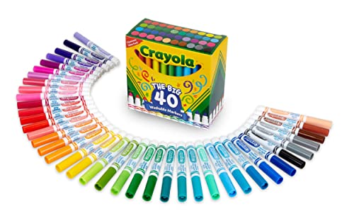Crayola Ultra Clean Washable Markers (40ct), Colored Markers for Kids, Coloring Book Marker Set, Stocking Stuffers for Kids, Christmas & Holiday Gifts, Ages 3+, Pacl of 6 - size: 1 Count (Pack of 6), style: Markers