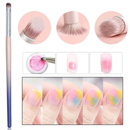 6Pcs Ombre Nail Brush and French Tip Brush, Half Moon Shape French Brush for Nails Acrylic Nail Art Brushes Ombre Nails Painting Pen Brushes French Manicure Brush Nail Tool - color: French Tip&Ombre Brush