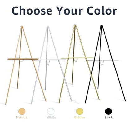 NianFeng Wooden Easel Stand for Sign, Easel Display Stand Floor for Wedding Sign with Adjustable Tray, 63-Inch, Tripod A-Frame Poster Light Duty, Welcome, Art Show & Baby Shower (White) - color: White