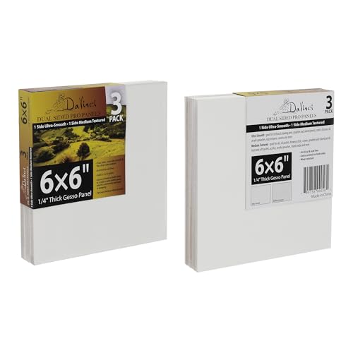 Jerry's Artarama Da Vinci Dual Sided Pro Panel Board - 30-Pack, 6x6 6mm Deep Panels for Painting - Archival, Acid-Free Art Supplies - Ultra-Smooth & Medium Textured Paint Surfaces - size: 6x6"