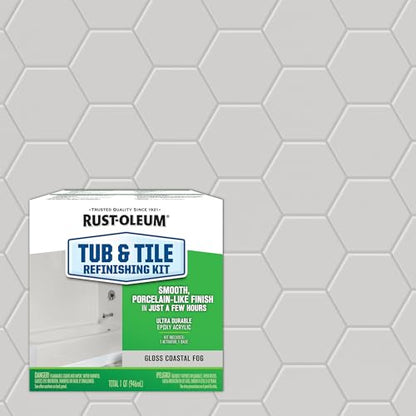 Rust-Oleum 384166 Tub And Tile Refinishing 2-Part Kit, Gloss Coastal Fog - color: Coastal Fog
