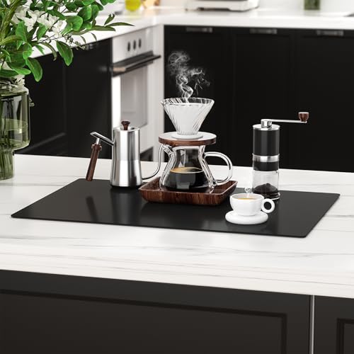 2-Pack Extra Thick Silicone Counter Mats - 24”x16” Large Heat Resistant Kitchen Countertop Protector, Non-Slip Hot Pad Trivet for Air Fryer, Hot Pots & Pans, Coffee Maker (Black) - color: Black