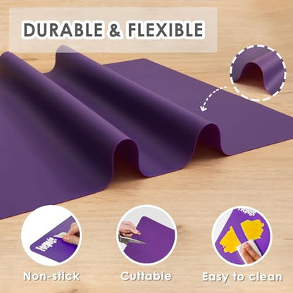 31.5" x 23.6" Extra Large Silicone Mat for Resin Casting, Epoxy and Crafts, Nonstick Silicone Sheet for Jewelry Casting Molds, Countertop Protector Mat Heat Resistant Placemats by Foepoge, Purple - color: Purple