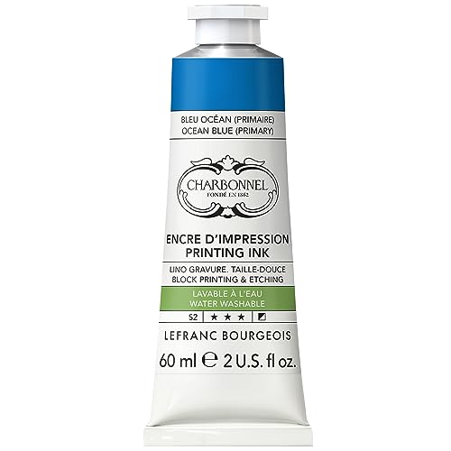 Lefranc Bourgeois Charbonnel Professional Printing Waterwashable Ink, 60ml (2-oz) Ocean Blue - color: Ocean Blue, style: 60ml (2-oz)