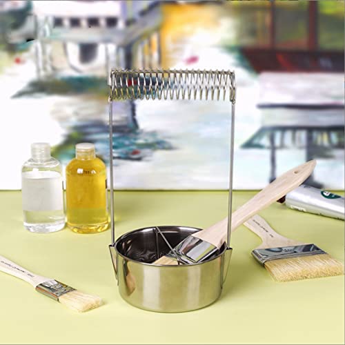 Pssopp Paint Brush Washer Stainless Steel Paint Brush Cleaner Paint Brush Bucket with Wash Filter Screen Holder Spring Paint Brush
