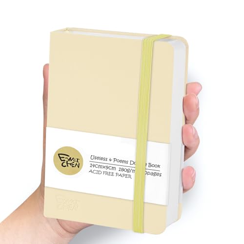 Mix Media Pad,3.5"x5.5" Small Hardcover Leather Art Sketchbook,60 Sheets(112lb/180gsm) Heavyweight Acid Free Artistic Painting Drawing Sketching Paper, Handy Pocket Journal Sketchbook.Beige - color: 180gsm-beige