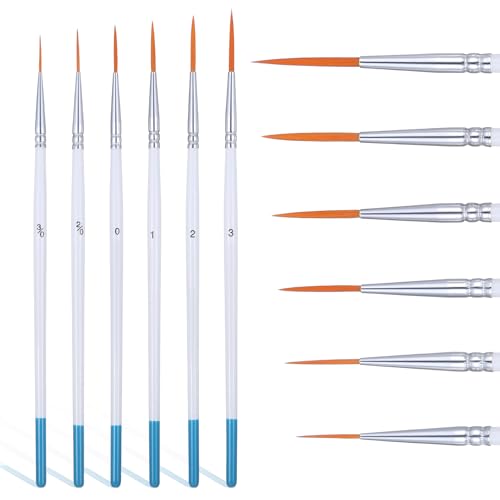 Nogeqi 6 Pcs Script Liner Brush Fine Tip Paint Brush Highly Flexible Pinstriping Brushes for Detail Grainer Brushes for Acrylic Watercolor Oil Gouache Model Miniature Painting