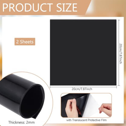 BENECREAT 2Pcs Anti-Slip Silicone Mat, 8x8 Inch Waterproof Silicone Placemats, Black Heat Insulation Silicone Pad for Craft DIY, Nail Art, Countertop Protector, 2mm Thick