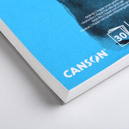 CANSON XL Watercolour 300gsm A3 Paper, Cold Pressed, Spiral Pad Short Side, 30 White Sheets, Ideal for Professional Artists - size: A3