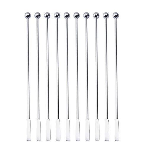 20 pcs Stainless Steel Coffee Beverage Stir Sticks Cocktail Stirrers Drink Swizzle Stick 7.4" Swizzle Stick Picks Tools - color: Silver-20 Pieces