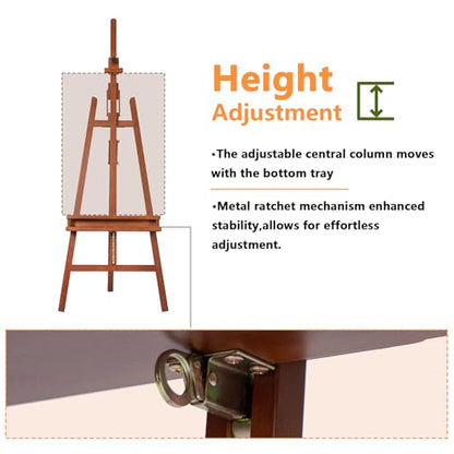 DJAR Large Floor Studio Art Easel for Painting, Sturdy and Durable, Walnut | Adjustable Artist Easel with Storage Tray, Holds canvases up to 49", Solid Beech Wood Display Stand for Adults & Beginners - style: Walnut A-Frame Easel