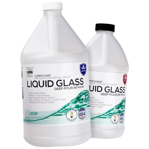 Superclear 24 Hour Fast Cure Deep Pour Epoxy Resin 1.5 Gallons Kit, 1 Inch Liquid Glass Clear Casting Resin for Small River Pours and Castings, Live Edge Wood, Food Safe, Bubble Free - size: 1.5 Gallons