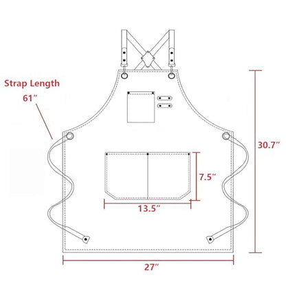 AFUN Aprons for Men Women with Large Pockets, 16-Ounce Cotton Canvas Cross Back Apron - color: Dark Blue