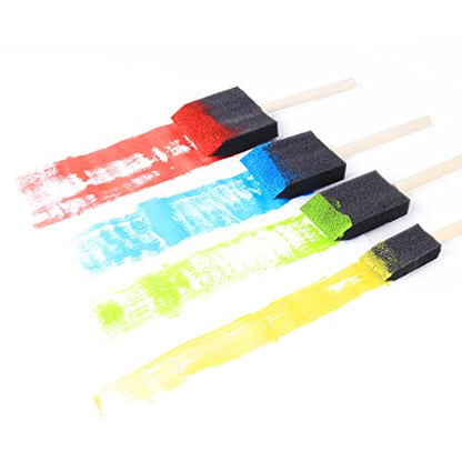Tosnail 50 Pack 4 Different Size Foam Paint Brush with Wooden Handles for Acrylics, Stains, Varnishes, Crafts, Arts - 1 Inch, 2 Inch, 3 Inch, 4 Inch