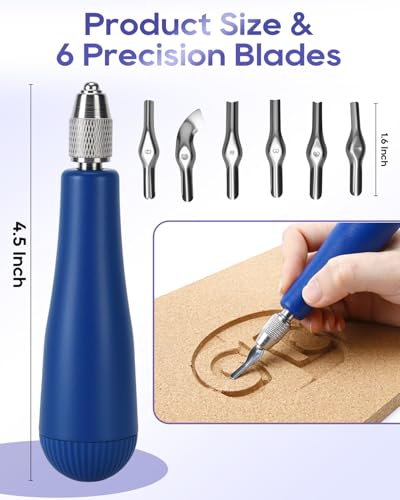UCEC Linocut Carving Tools - Linoleum Cutter Kit with 6 Blades for Block Printing, Stamp Making Carving, Linocut Kit for Printmaking - Arts and Crafts Tools for Beginners, Adults, Artists(Blue) - color: 1pc Linoleum Knife(blue)
