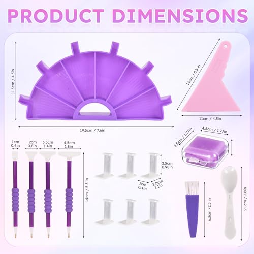 NOOEPC 14 PCS Diamond Art Kits Diamond Painting Tools 6 Squares Diamond Art Trays Painting Accessories Diamond Art Pens and Tools for Kids Adults