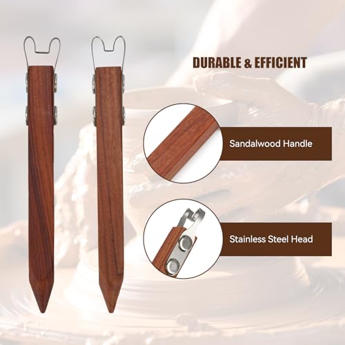 Pottery Trimming Tool for Clay & Ceramics Bottom Foot, Clay Wheel Throwing Carving Scraper, Stainless Steel Shapers with Red Sandalwood Handle – Ideal for Bowl, Cup & Vase Base Trimming (4mm Width) - color: 4mm Width