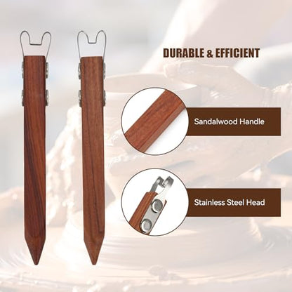 Pottery Trimming Tool for Clay & Ceramics Bottom Foot, Clay Wheel Throwing Carving Scraper, Stainless Steel Shapers with Red Sandalwood Handle – Ideal for Bowl, Cup & Vase Base Trimming (4mm Width) - color: 4mm Width
