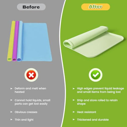Silicone Art Mat for Crafts, 24"x16" Silicone Painting Mat to Keep Clean Protects Surfaces Perfectly for Crafts, Legos, Resin & Jewelry-Making, DIY Crafts Mat - color: Green