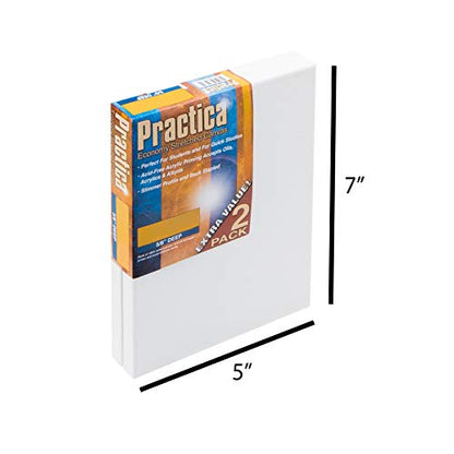 Practica Economy Stretched Cotton Canvas 20-Pack, 5x7 - Acid-Free Acrylic Primed Canvas for Acrylics, Pastels, Graphite, & More! - size: 5" x 7"