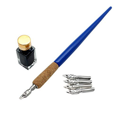 Hillento Comic Dip Pen Holder Set, Manga Calligraphy Set, Includes 4 Dip Pen Holder with 5 Nibs for Lettering Skiching, Art, Writing, Signatures, Calligraphy