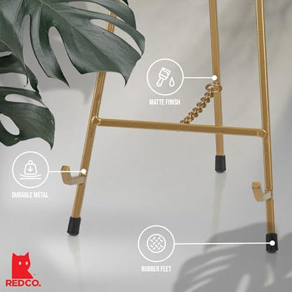 Red Co. 13” Tall Modern Metal Tripod Plate Stand and Art Holder Easel, Gold - color: Gold, size: Height - 13"